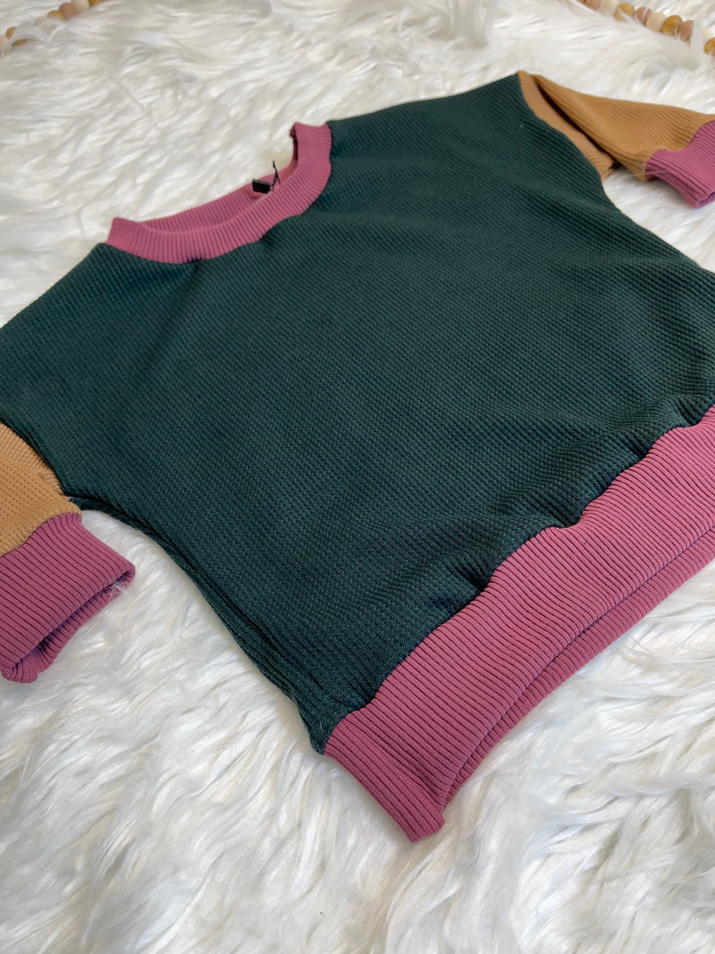 Color Block Waffle Dolman