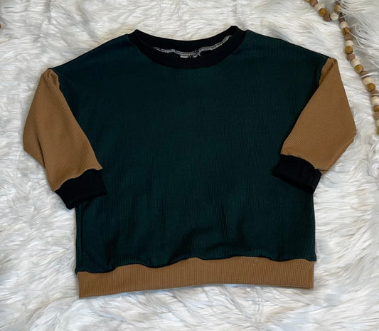 Hunter green and Camel/tan Waffle Dolman