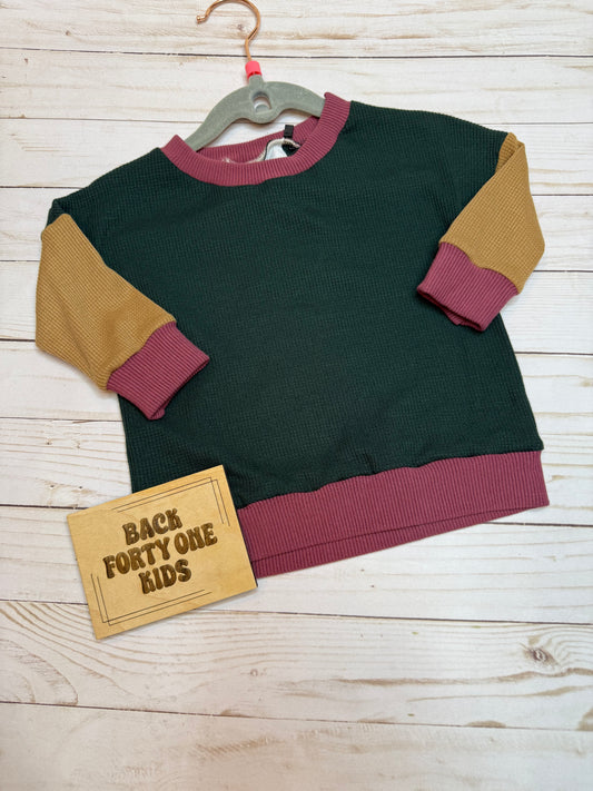 Color Block Waffle Dolman